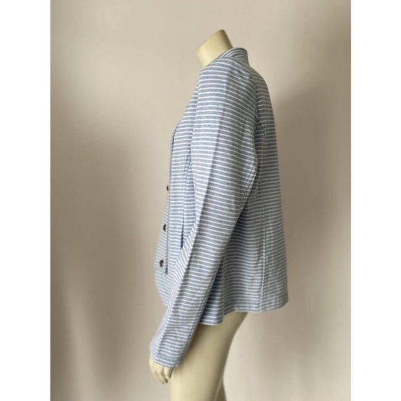 Tommy Hilfiger Military Band Womens Open Front Jacket Grey White Stripes sz S - Picture 12 of 15